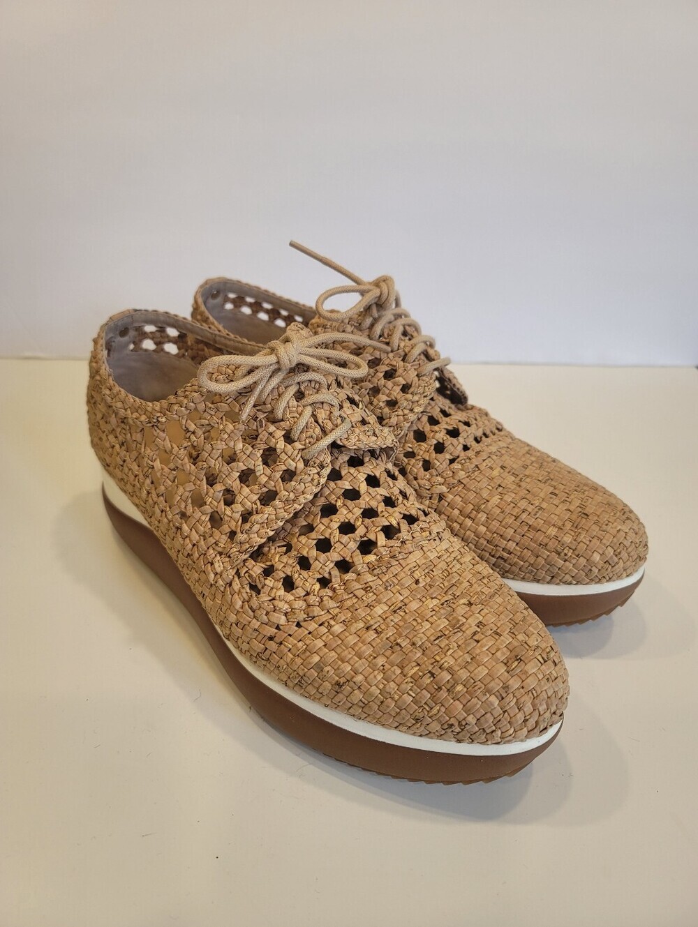 Donald J. Pliner Lillo Woven Platform Oxford Lace-up Sneakers Shoes - 8.5 US